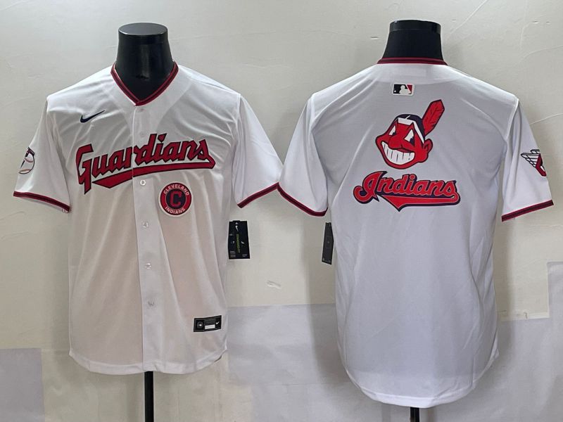 Men 2025 Cleveland Indians Blank White Game Nike MLB Jersey style 6